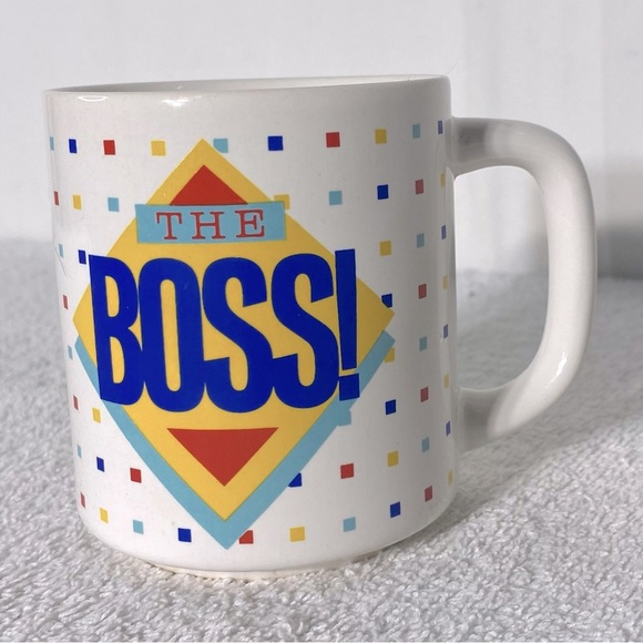 Vintage Ceramic Tony Colourful Squares 'The Boss' Coffee Mug - Picture 1 of 10